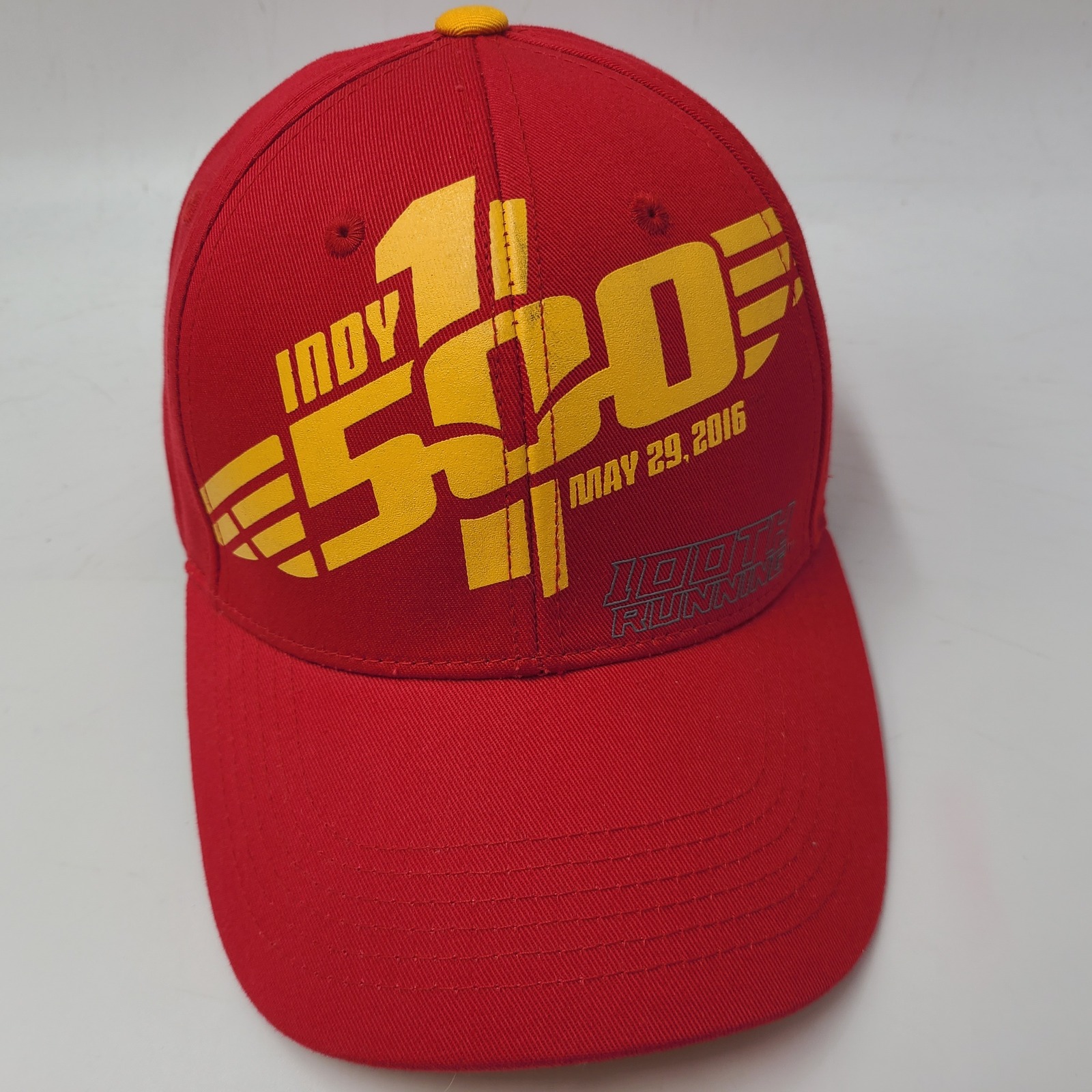 Indy 500 Hat Adjustable Red Yellow Indycar Indianapolis 100th 2016 Racing Men